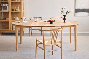 Joshua - Ronde eettafel in eiken naturel fineer met verlengblad 120/160/200 cm - Incl. 2 verlengbladen