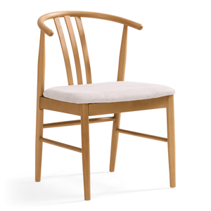 Lizzie eetkamerstoel in beuken met gestoffeerde zitting in beige