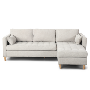 Lulu - Rechtsom en linksom omkeerbare chaise longue bank - Licht beige - L: 215 x D: 82 x H: 78 cm