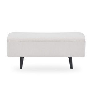 Malika bank met opbergruimte in wit bouclé 95x35x40 cm