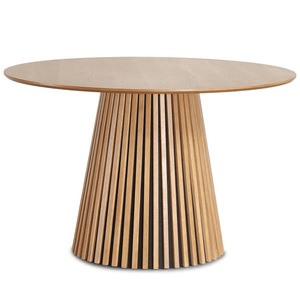 Lewis - Ronde eettafel met latten in eikenfineer Ø120 cm