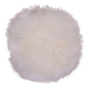 Witte ronde lamsvacht kussen Ø35 cm imitatief