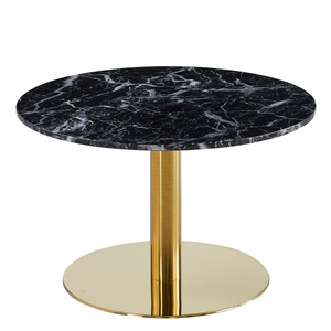 Lazio ronde salontafel in zwart marmerlook met goud/messing poten Ø70 cm
