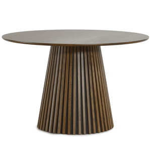 Lewis - Ronde eettafel met latten in gerookt eikenfineer Ø120 cm