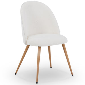 Annika eetkamerstoel – Witte bouclé stof met poten in eikenhoutlook