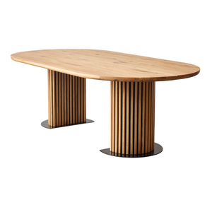 Matteo - Plank tafel met lattenbodem in geolied/naturel massief eiken 240x120x77 cm
