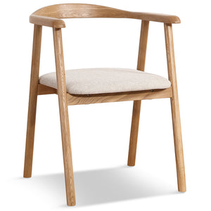 Jocelyn eetkamerstoel in eiken met beige stoffen zitting