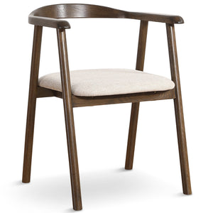 Jocelyn eetkamerstoel in gerookt eiken met beige stoffen zitting