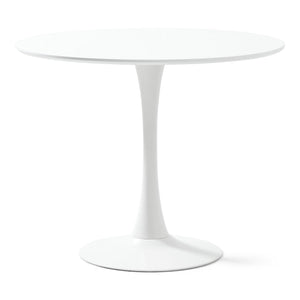 Diego - Ronde witte eettafel met trompetvoet - Ø90 cm