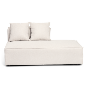 Hailey module met halve rugleuning, rechtsdraaiend, in beige. Afmetingen: L: 148 x D: 100 x H: 65 cm