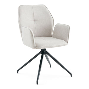 Minna Eetkamerstoel - beige textiel met 360 graden draaifunctie