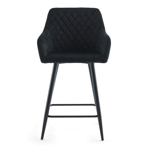 Carlo - barkruk zwarte velours met armleuningen 65 cm