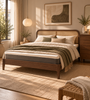 Jamie-bed van gerookt eikenhout, 140 x 200 cm, inclusief bedlatten en matrassen