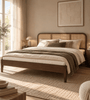 Jamie-bed van gerookt eikenhout, 180 x 200 cm, inclusief bedlatten en matrassen