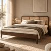 Jamie-bed van gerookt eikenhout, 180 x 200 cm, inclusief bedlatten en matrassen