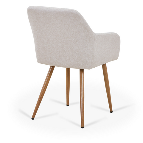 Jenna eetkamerstoel - beige textiel met eikenlook