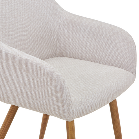 Jenna eetkamerstoel - beige textiel met eikenlook