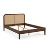 Jamie bedframe in gerookt eikenhout met rotan hoofdbord 140x200 cm