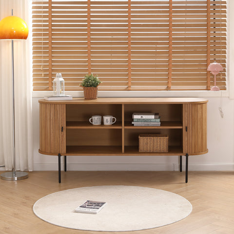 Florence jaloeziekast met lamellen in eikenhout 160x45x75 cm