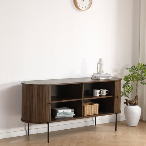 Florence jaloeziekast met lamellen in gerookt eikenhout 160x45x75 cm