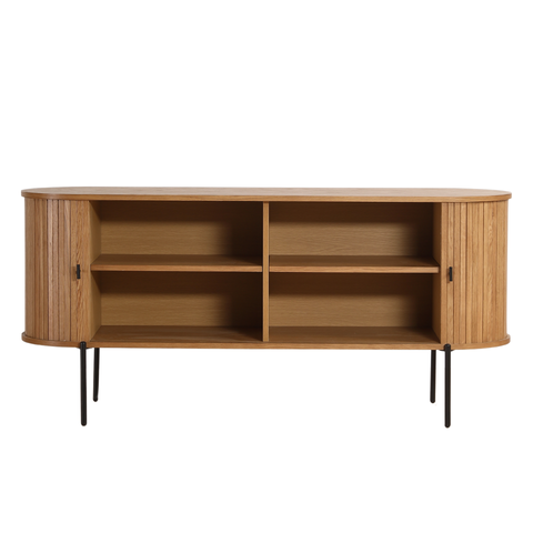 Florence jaloeziekast met lamellen in eikenhout 160x45x75 cm