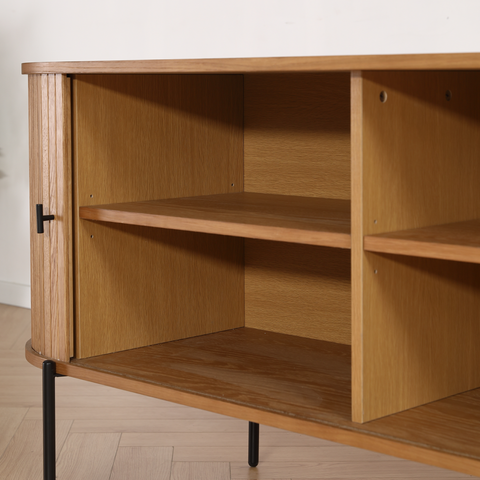 Florence jaloeziekast met lamellen in eikenhout 160x45x75 cm