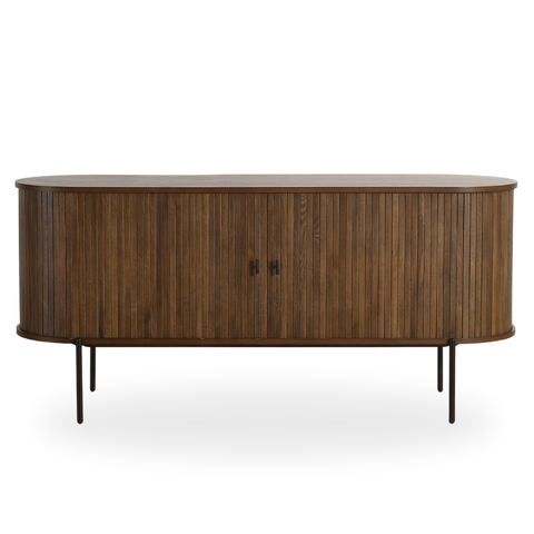 Florence jaloeziekast met lamellen in gerookt eikenhout 160x45x75 cm