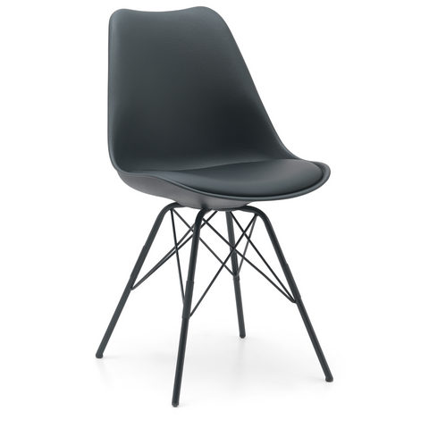 Hannah eetkamerstoel - Zwart met zwarte poten