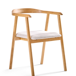 Jocelyn eetkamerstoel in eiken met beige stoffen zitting