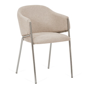 Eetkamerstoel Carolina in beige bouclé met chrome poten
