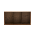 Rumi Wandplank met drie vakken 33x20x66 cm gerookt eikenhout incl. muurbeugels