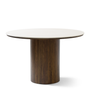 Enzo ronde eettafel met beige stenen blad en gerookt eiken lattenbodem Ø120 cm