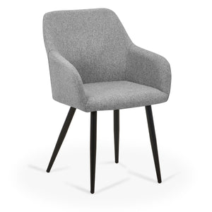 Jenna eetkamerstoel - grijs textiel met zwarte poten