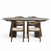 Eetkamerset – Lewis-eettafel met lamellen en uitschuifbare tafelblad in gerookt eikenfineer + 4 x Tori-eetkamerstoelen met gevlochten zitting in gerookt eiken