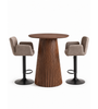 Bar set met Lewis-bartafel in gerookt eiken en 2 Melody-barkrukken in zandkleur