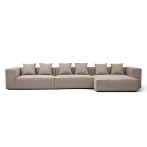 Hailey - Modulaire bank met chaise longue rechts in zand met 3 modules L: 415 x D: 148 x H: 65 cm