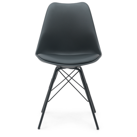 Hannah eetkamerstoel - Zwart met zwarte poten