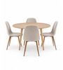 Eetkamerset - Vinnie rond in eikenlook + 4 x Anna beige met poten in eikenlook