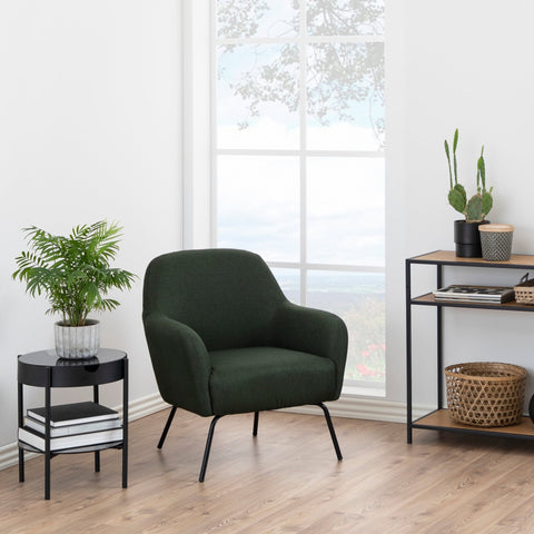 Tipton salontafel in zwart met glazen en metalen poten 50x45x45 cm