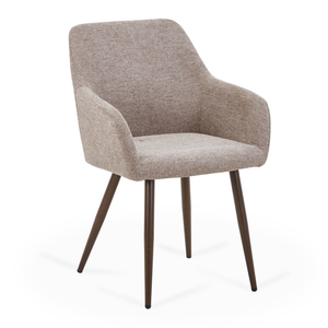 Jenna eetkamerstoel zandkleurig textiel met gerookte eiken look