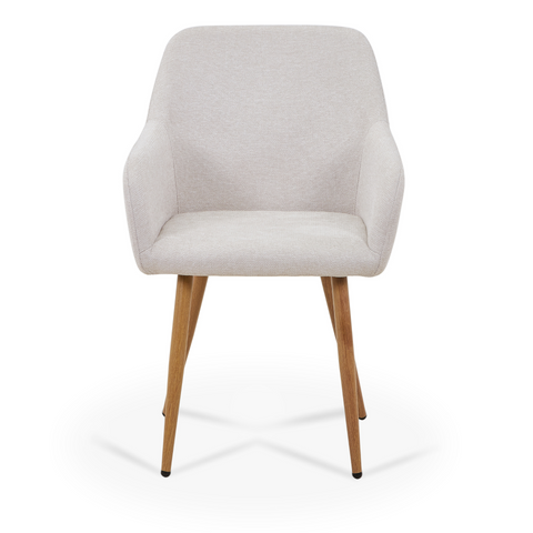 Jenna eetkamerstoel - beige textiel met eikenlook