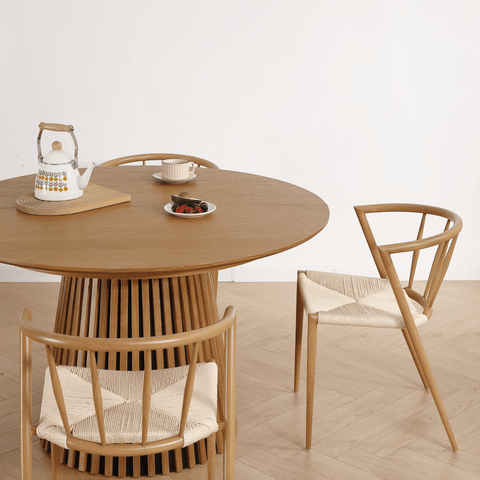 Bella - Eetkamerstoel in eikenhoutlook met gevlochten zitting