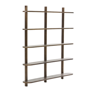 Juliet wandplank in gerookt eiken met 5 planken H:140 x D:22 x B:130 cm