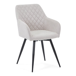 Carlo - Eetkamerstoel Armstoel/Draaistoel - Beige, met 360-graden draaifunctie