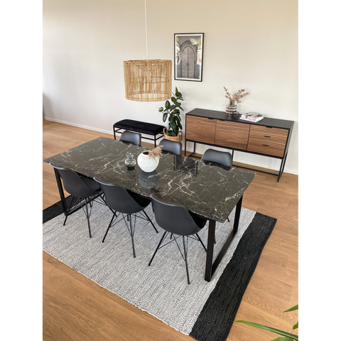 Hannah eetkamerstoel - Zwart met zwarte poten