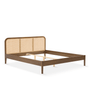Jamie bedframe in gerookt eikenhout met rotan hoofdbord 180x200 cm