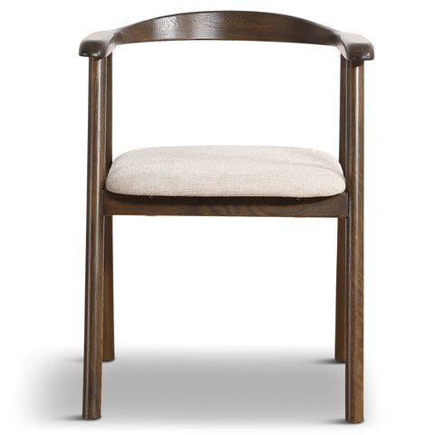 Jocelyn eetkamerstoel in gerookt eiken met beige stoffen zitting