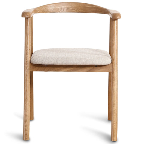 Jocelyn eetkamerstoel in eiken met beige stoffen zitting
