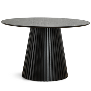 Lewis - Rond lamellen eettafel in zwart eikenfineer Ø120