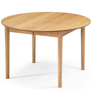 Liam ronde eettafel van geolied eikenfineer met uitschuifbare tafelblad 120/160/200 cm – incl. 2 verlengplaten